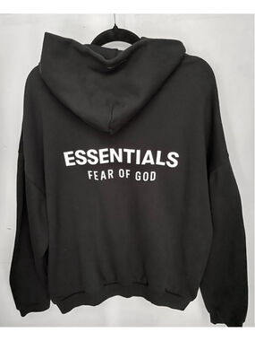 Fear Of God Essentials Black Hoodie Oversized Mens Large NWT